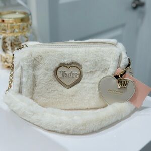 New Juicy Couture Cream Faux Fur Barrel Bag